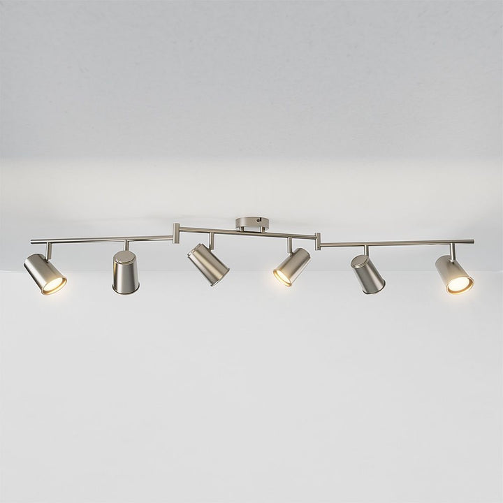 Hoftronic Riga LED Plafondspot Kantelbaar IP20 2700K GU10 6-Lichts RVS