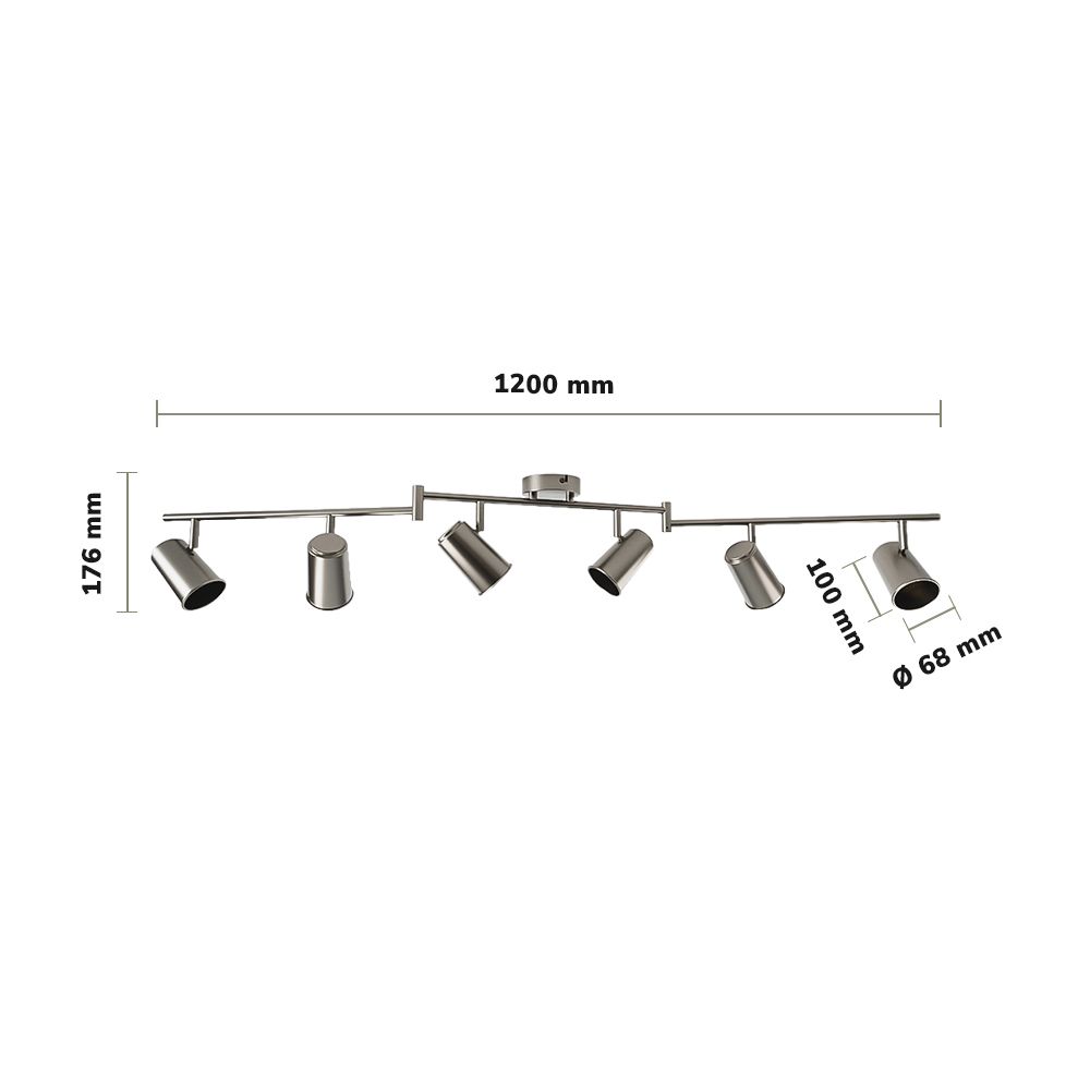 Hoftronic Riga LED Plafondspot Kantelbaar IP20 2700K GU10 6-Lichts RVS