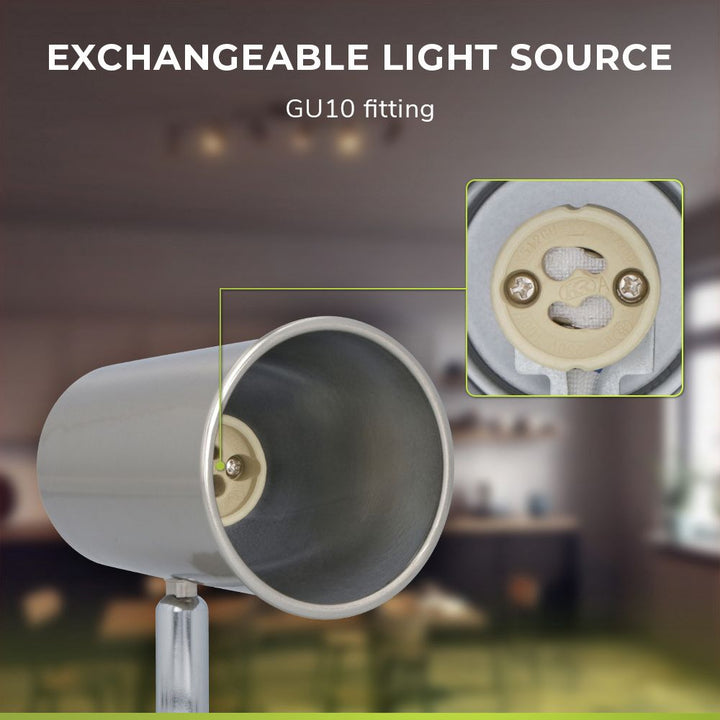 Hoftronic Riga LED Plafondspot Kantelbaar IP20 2700K GU10 6-Lichts RVS