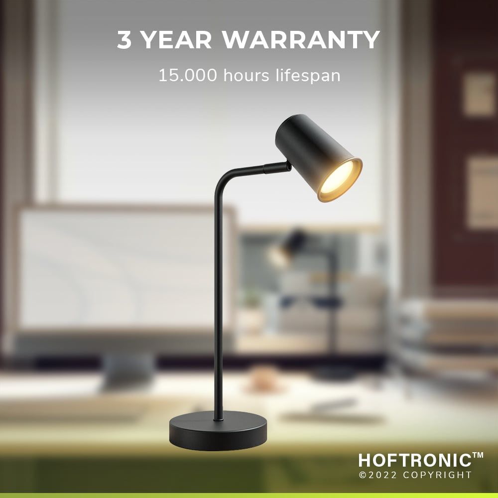 Hoftronic Riga LED Tafellamp Kantelbaar IP20 4W 345lm 2700K GU10 Zwart