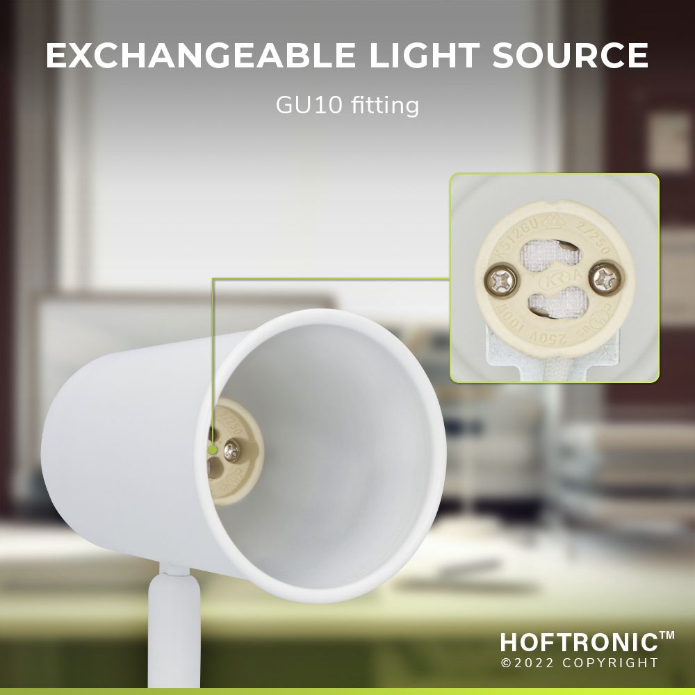 Hoftronic Riga LED Tafellamp Kantelbaar IP20 4W 345lm 4000K GU10 Wit