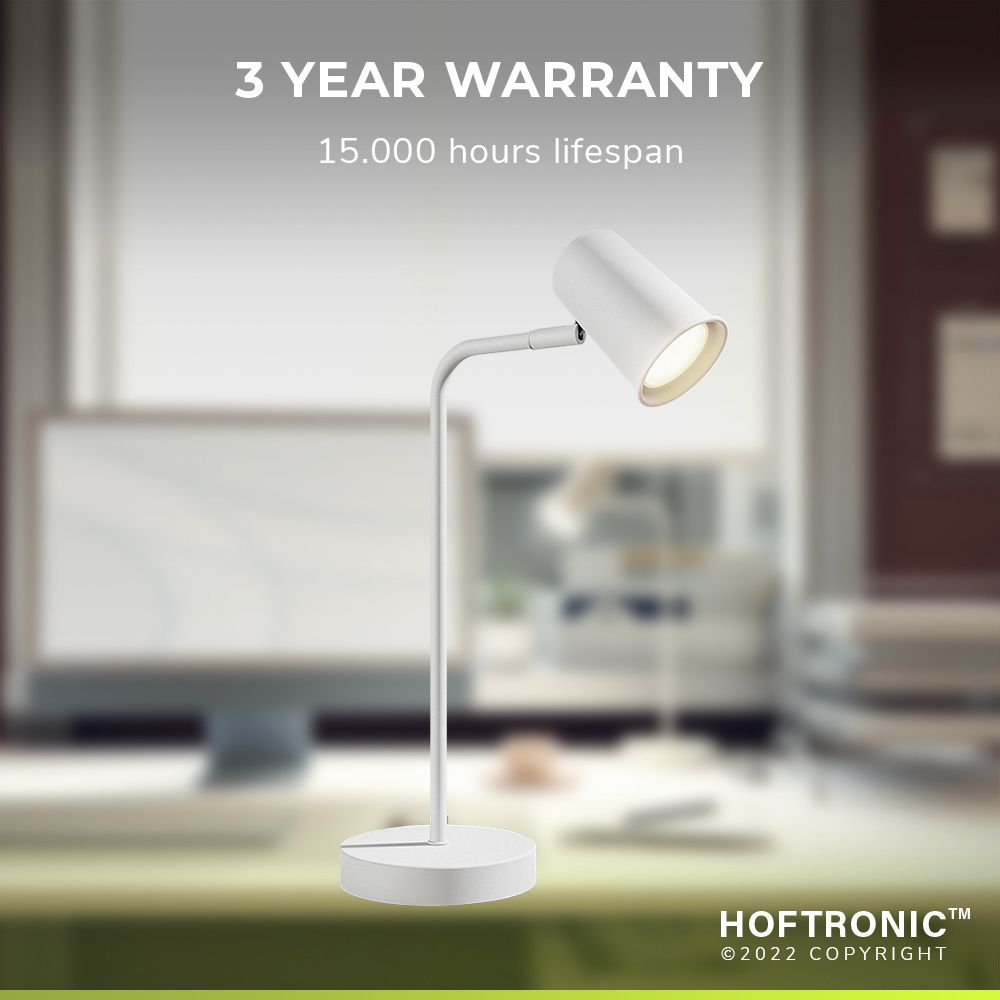 Hoftronic Riga LED Tafellamp Kantelbaar IP20 4W 345lm 4000K GU10 Wit