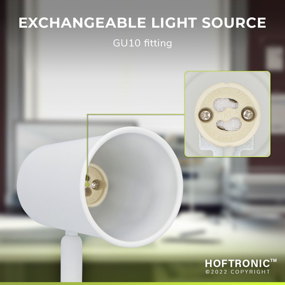 Hoftronic Riga LED Tafellamp Kantelbaar IP20 4W 345lm 6500K GU10 Wit