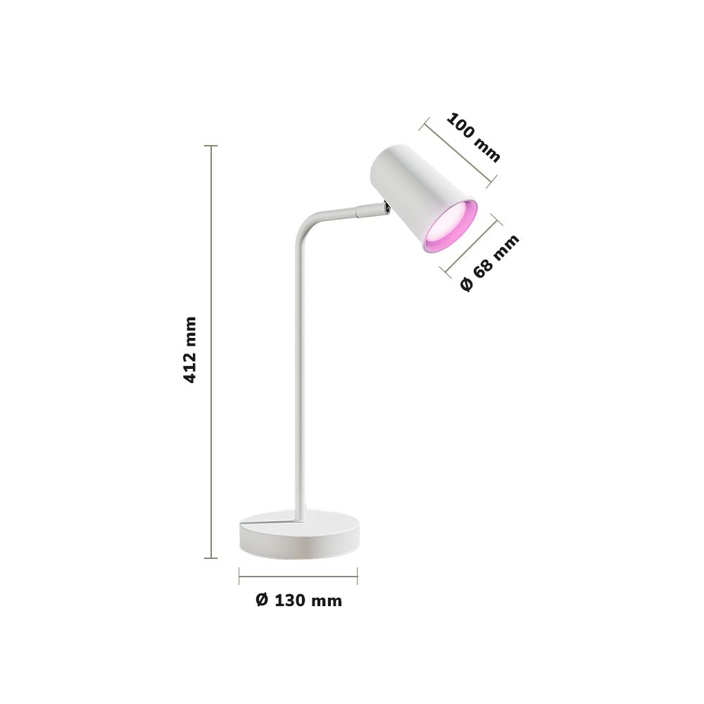 Hoftronic Smart Riga Smart LED Tafellamp Kantelbaar IP20 5.5W 345lm RGBWW GU10 Wit