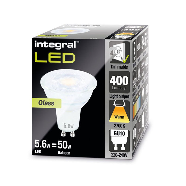 Integral LED Spot Dimbaar IP20 5.6W 400lm 2700K GU10 10-Pack