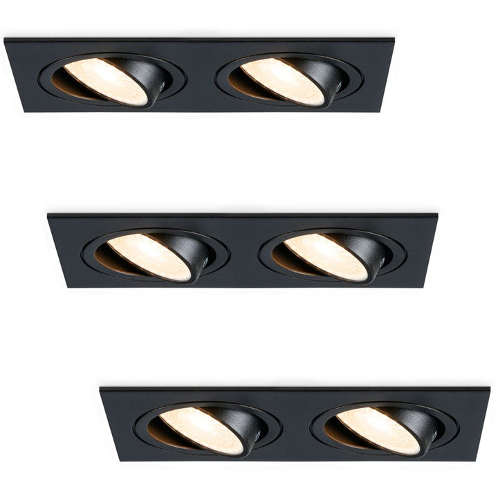 Hoftronic Mallorca LED Inbouwspot Kantelbaar IP20 8W 690lm 2700K GU10 Set van 3