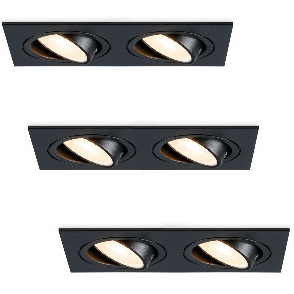 Hoftronic Mallorca LED Inbouwspot Kantelbaar Dimbaar IP20 8W 690lm GU10 Zwart