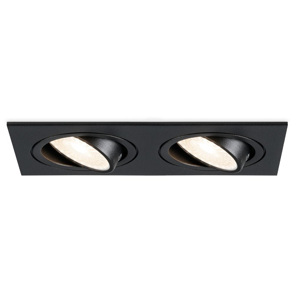 Hoftronic Mallorca LED Inbouwspot Kantelbaar IP20 8W 690lm 2-Lichts Zwart