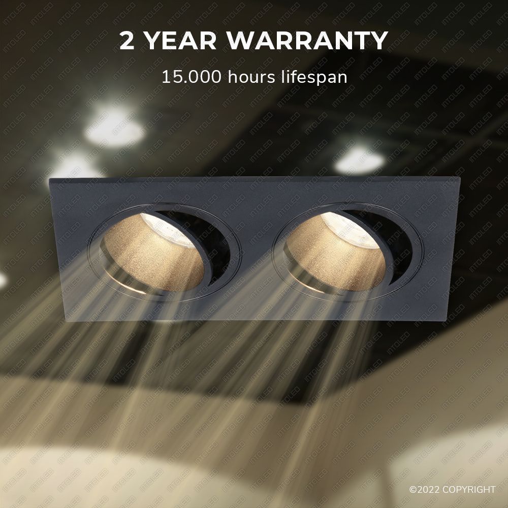 Hoftronic Mallorca LED Inbouwspot Kantelbaar IP20 8W 690lm 2-Lichts Zwart