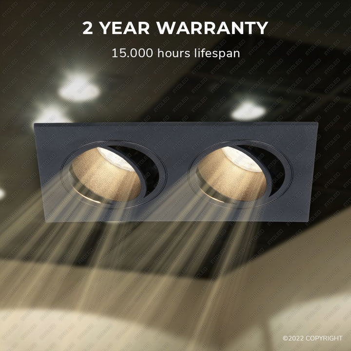 Hoftronic Mallorca LED Inbouwspot Kantelbaar IP20 8W 690lm 2-Lichts Zwart