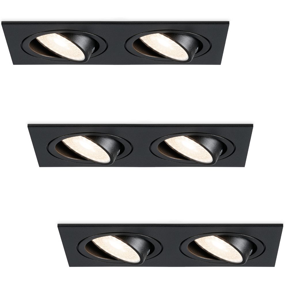 Hoftronic Mallorca LED Inbouwspot Kantelbaar Dimbaar IP20 8W 690lm GU10 Zwart
