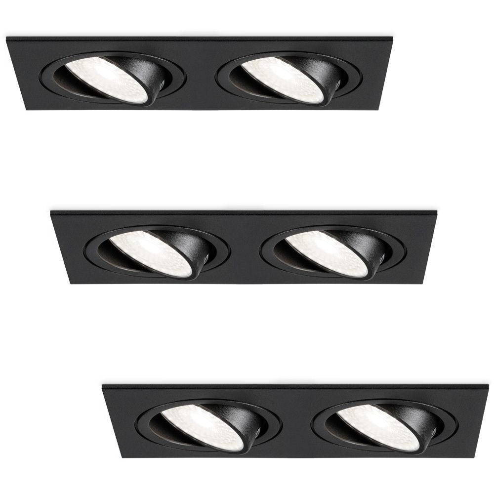 Hoftronic Mallorca LED Inbouwspot Dubbel Kantelbaar IP20 8W 690lm GU10 Zwart