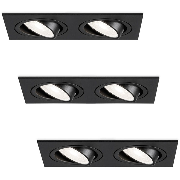 Hoftronic Mallorca LED Inbouwspot Dubbel Kantelbaar IP20 8W 690lm GU10 Zwart