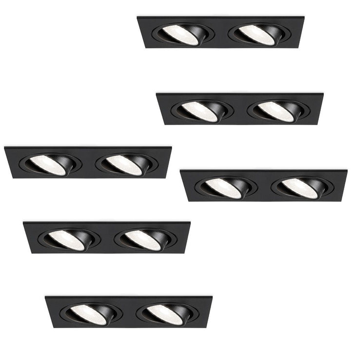 Hoftronic Mallorca LED Inbouwspot Kantelbaar Dimbaar IP20 8W 690lm 6500K GU10 Zwart Set van 6