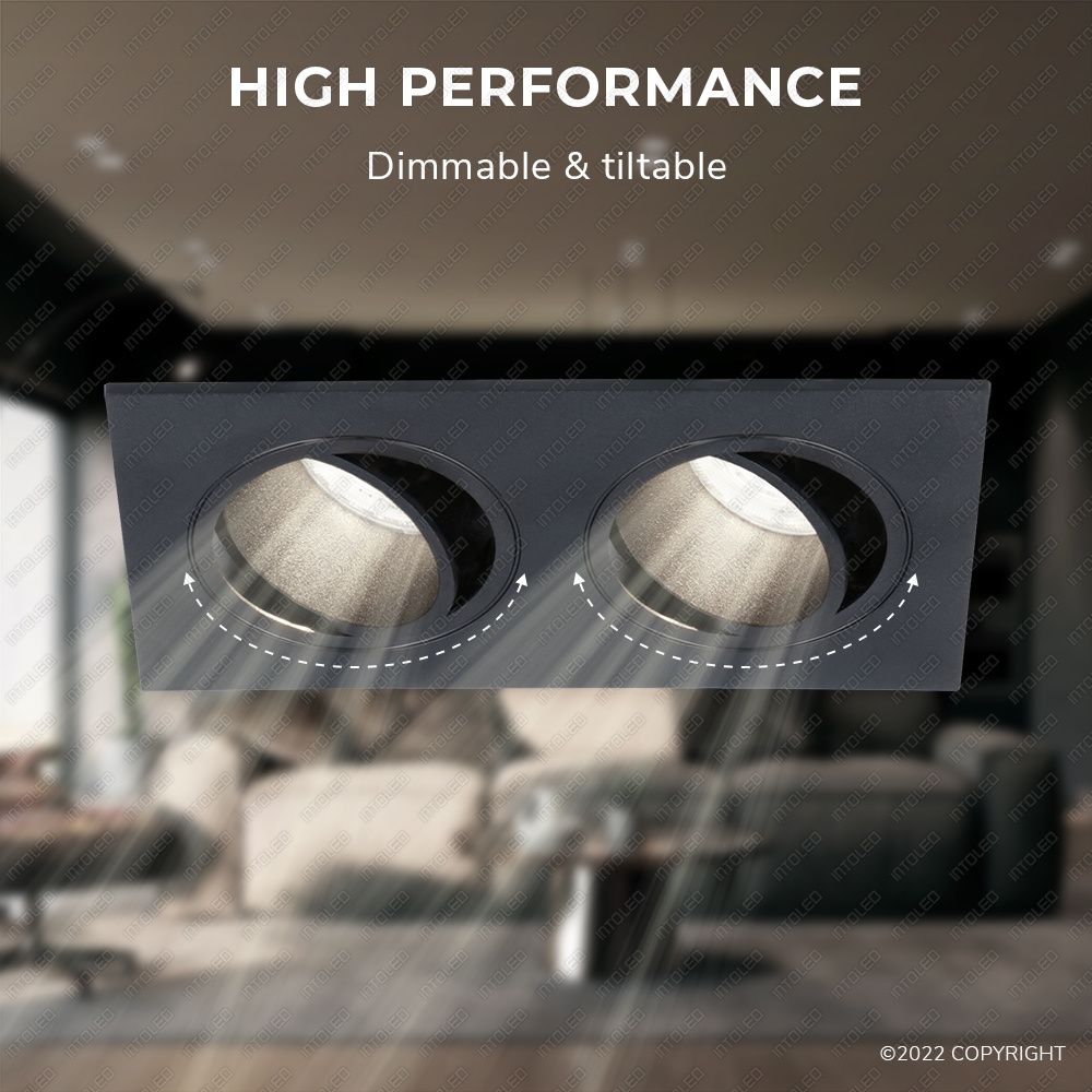 Hoftronic Mallorca LED Inbouwspot Kantelbaar Dimbaar IP20 8W 690lm 6500K GU10 Zwart Set van 6