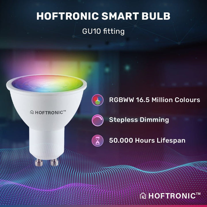 Hoftronic Smart Mallorca Smart LED Inbouwspot Dubbel Kantelbaar IP20 11W 700lm RGBWW GU10 Zwart