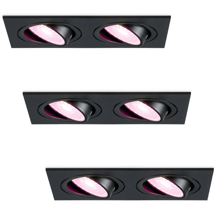 Hoftronic Smart Mallorca Smart LED Inbouwspot Kantelbaar IP20 11W 700lm RGBWW GU10 Zwart Set van 3