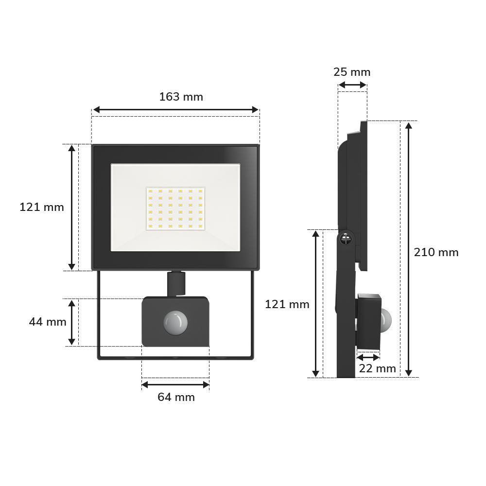 Hoftronic Lumos LED Breedstraler met Sensor IP65 30W 2830lm