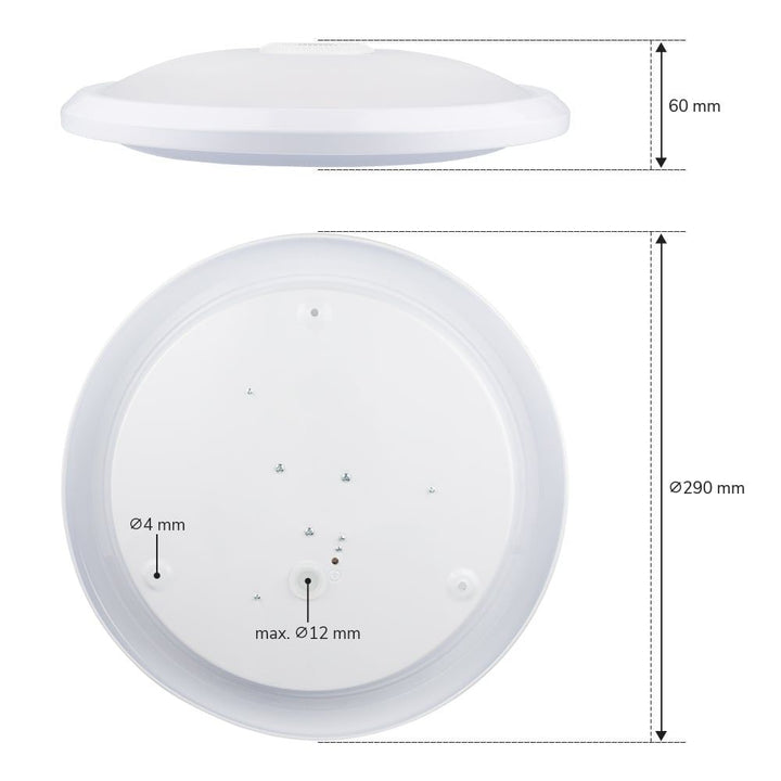 Hoftronic LED Plafonnière Sensor IP20 12W 1000lm Rond Ø29cm Wit