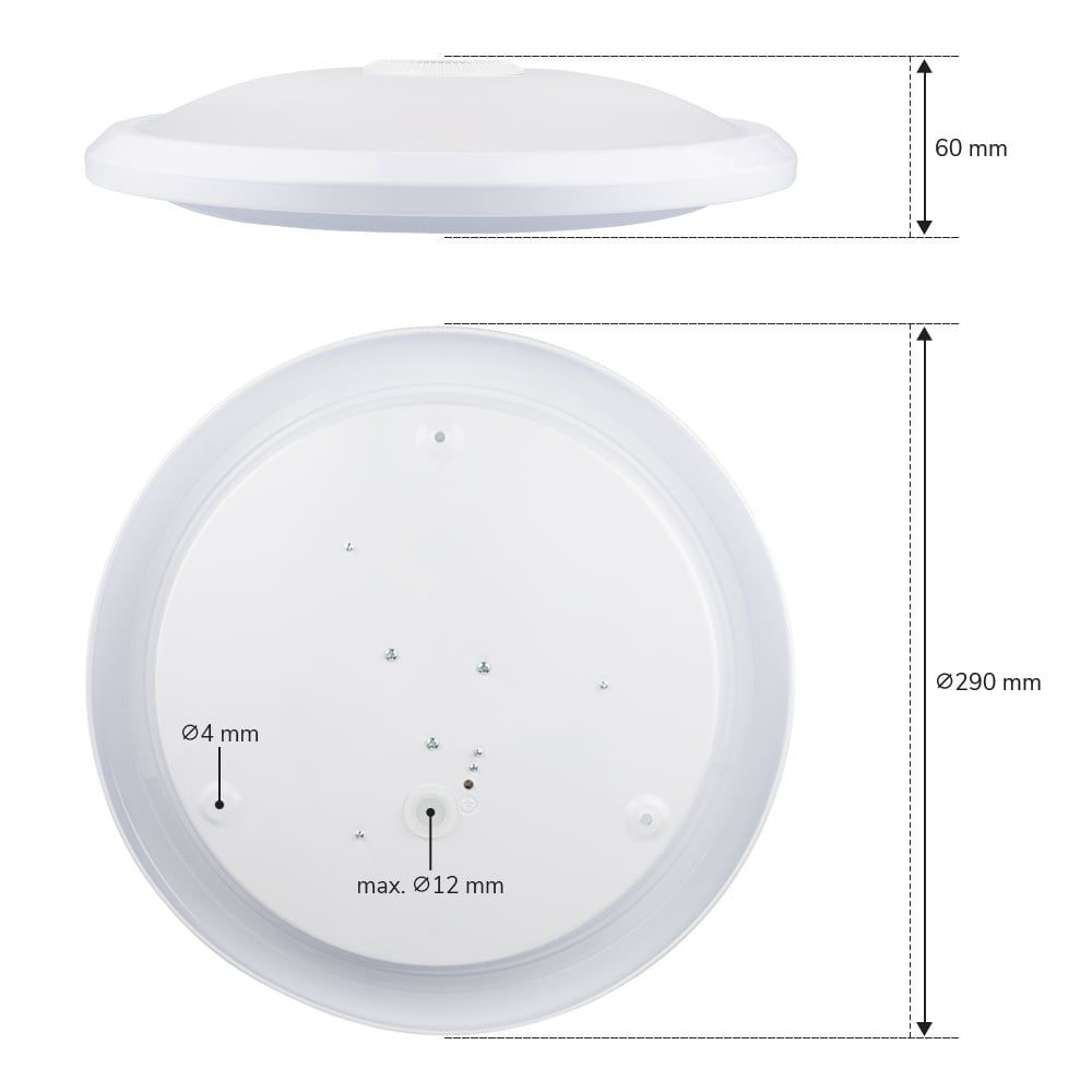 Hoftronic LED Plafondlamp met Sensor IP20 12W 1160lm 29cm Rond Wit