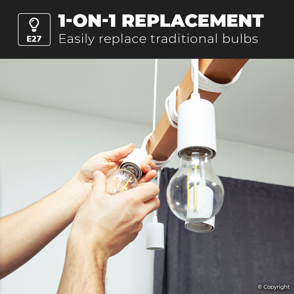 Hoftronic LED Filament Lamp E27 G45 4W 470lm 2700K