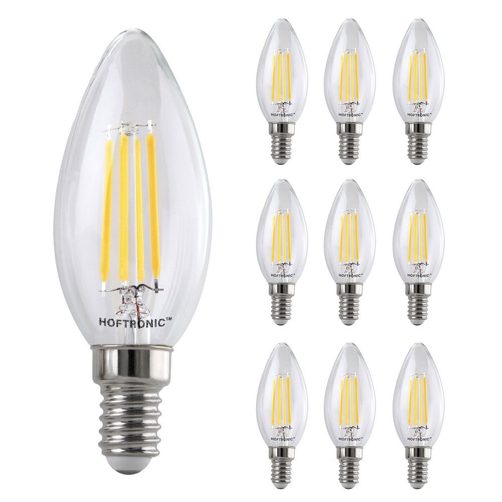 Hoftronic LED Kaarslamp C37 IP20 4W 470lm 2700K E14 10-Pack