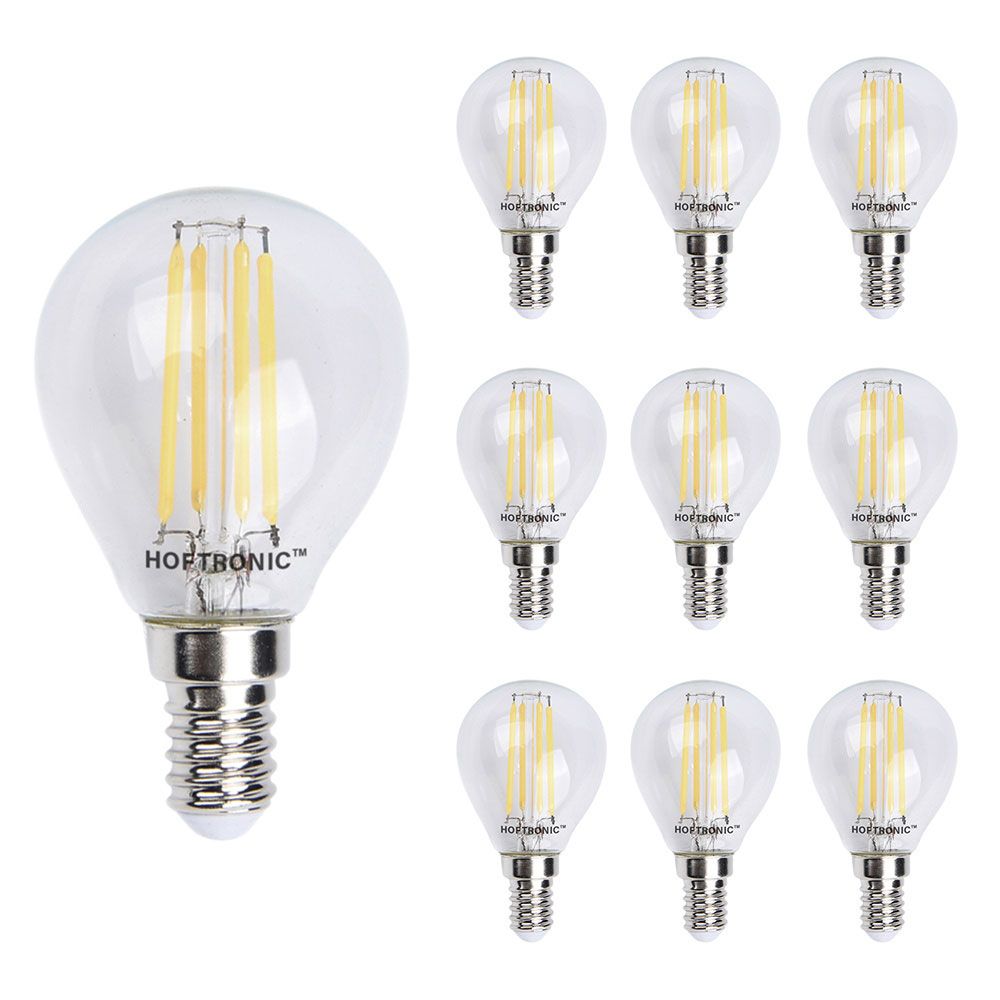 Hoftronic E14 LED Filament Lamp P45 IP20 4W 470lm 2700K 10-Pack
