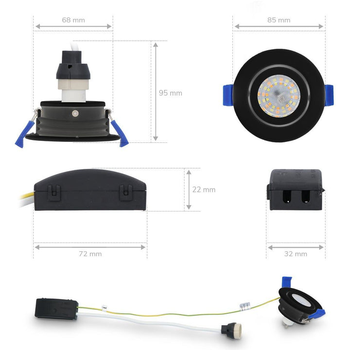 Hoftronic Peru LED Inbouwspot Kantelbaar IP65 GU10 85mm 6-Pack