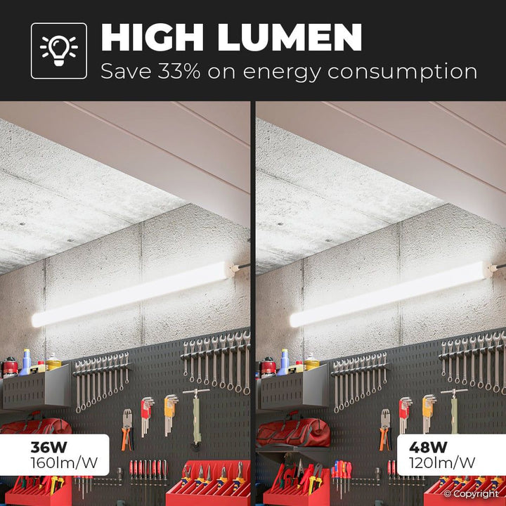 Hoftronic S-Series LED TL Armatuur IP65 32W 5120lm 6500K Koppelbaar 150cm Set van 6