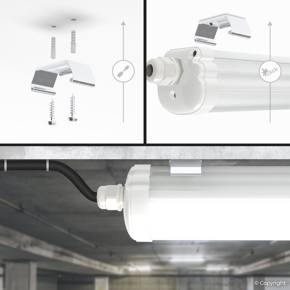 Hoftronic S-Series LED TL Armatuur IP65 32W 5120lm 6500K Koppelbaar 150cm Set van 6
