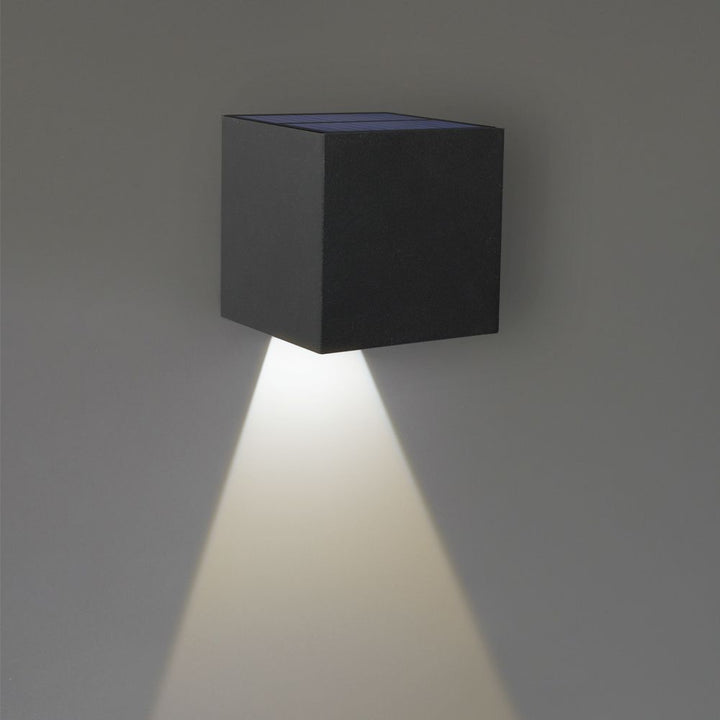 Hoftronic Kansas XL Solar LED Wandlamp IP54 9W 500lm 3000K Zwart