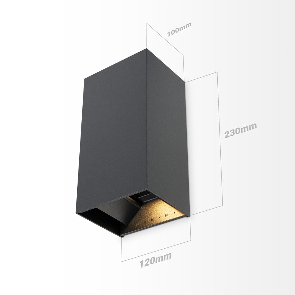 Hoftronic Miles XL LED Wandlamp IP65 20W 2000lm 3000K Dimbaar Zwart