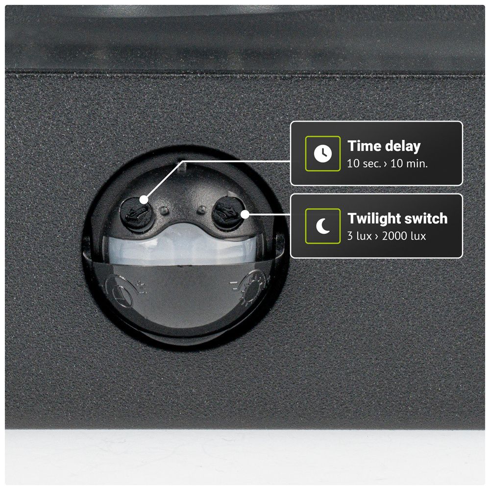 Hoftronic Stella LED Wandlamp Sensor IP44 E27 Max 60W Zwart