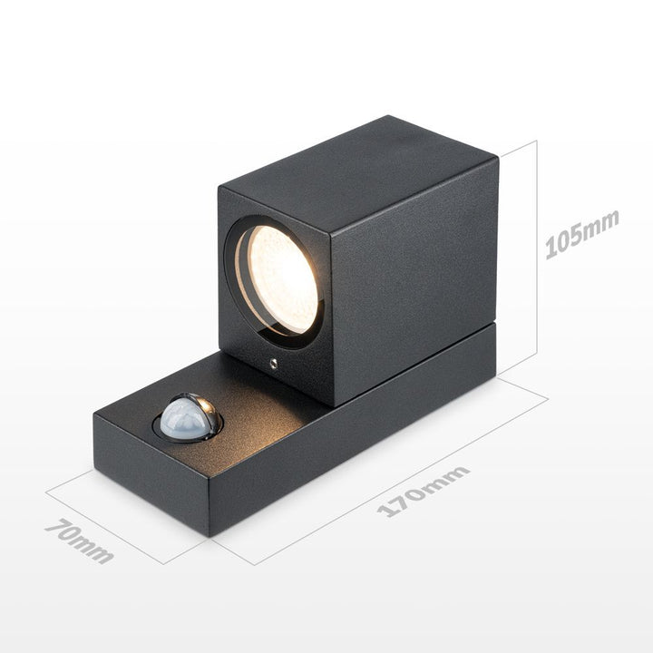Hoftronic Marion LED Wandlamp met Sensor IP65 GU10 Zwart