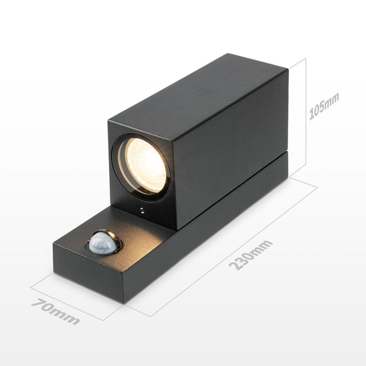 Hoftronic Selma LED Wandlamp PIR IP65 GU10 Zwart