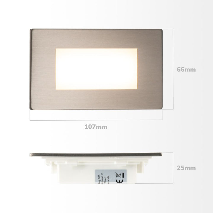 Hoftronic Dillon LED Inbouw Wandspot IP54 3W 340lm 3000K RVS