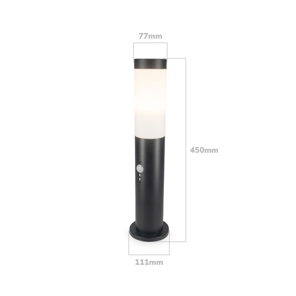 Hoftronic Dally LED Sokkellamp Sensor IP44 E27 45cm Zwart