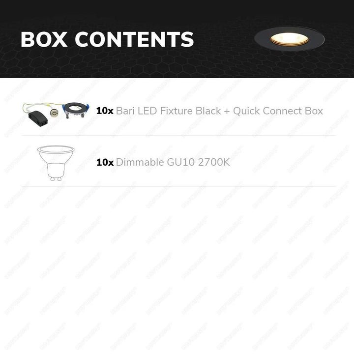 Hoftronic Bari LED Inbouwspots IP65 Dimbaar 4W 345lm Zwart 10-Pack