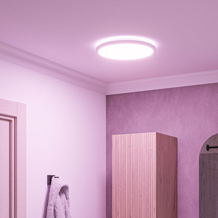 Hoftronic Slim LED Plafondlamp Badkamer IP44 18W 1750lm RGBWW Ø30cm Wit