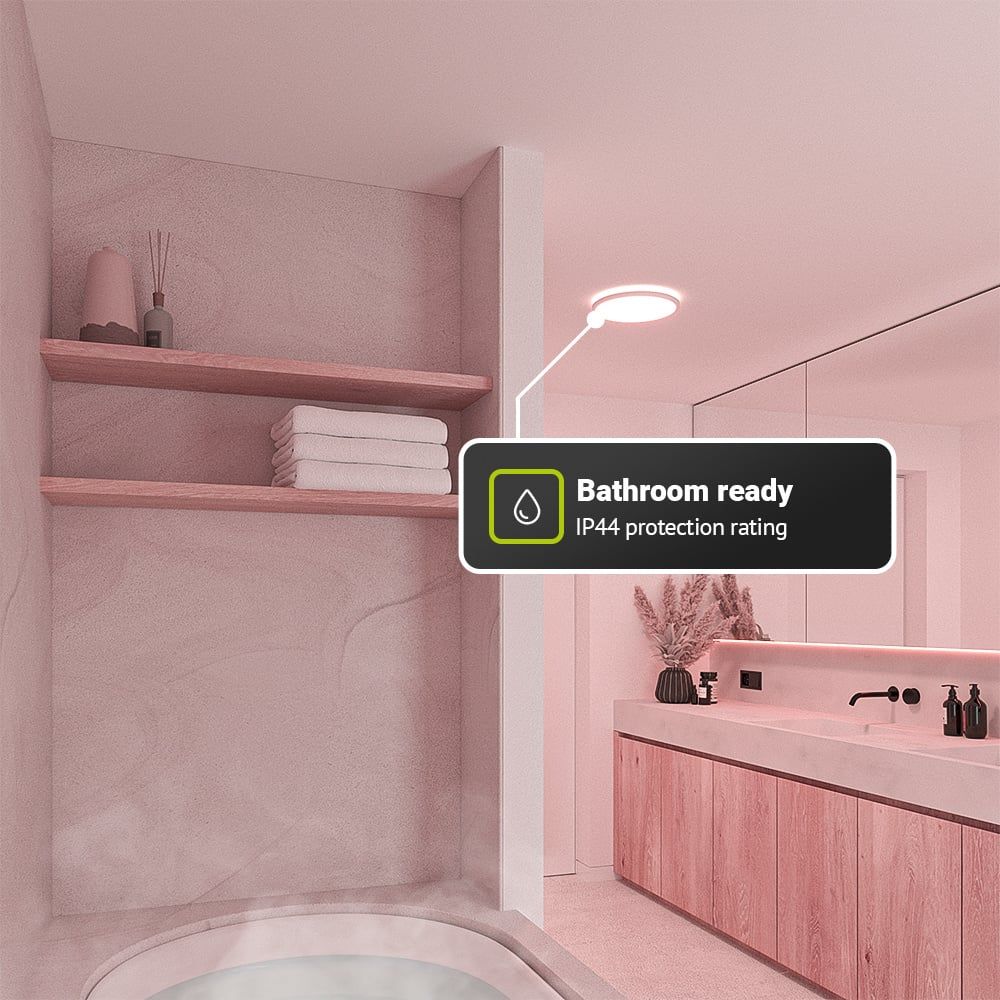 Hoftronic Slim LED Plafondlamp Badkamer IP44 18W 1750lm RGBWW Ø30cm Wit