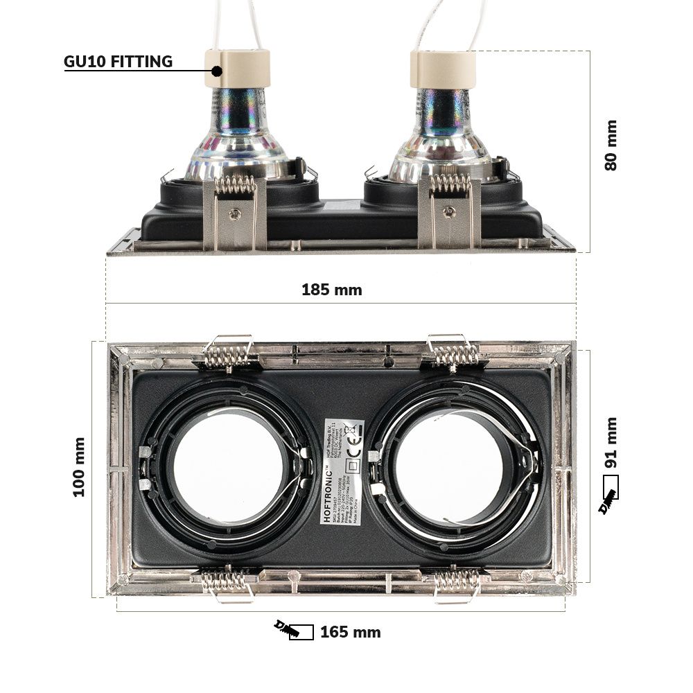 Hoftronic Durham Dubbele LED Inbouwspot Kantelbaar IP20 GU10