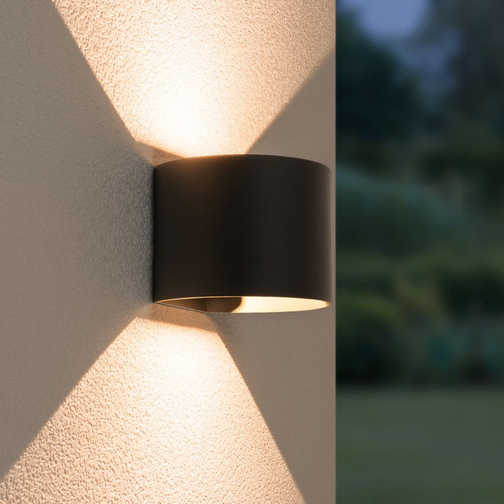 Hoftronic Denver LED Wandlamp IP54 6W 400lm 3000K Zwart Set van 2