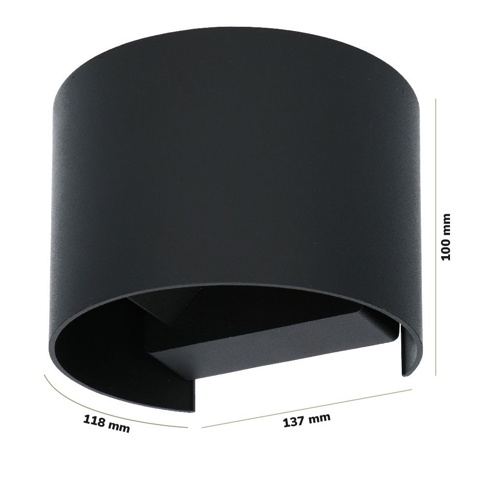 Hoftronic Denver LED Wandlamp IP54 6W 400lm 3000K Zwart Set van 2