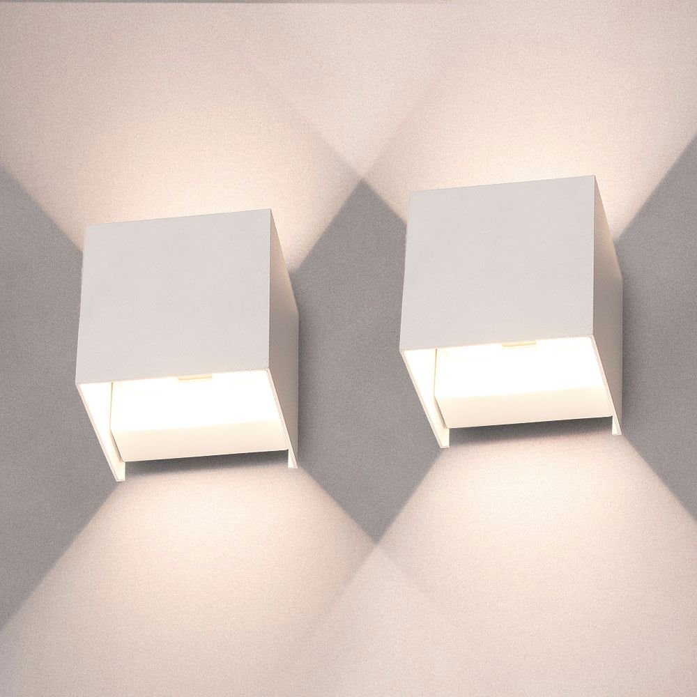 Hoftronic Kansas LED Wandlamp IP65 7W 560lm 3000K Wit Set van 2