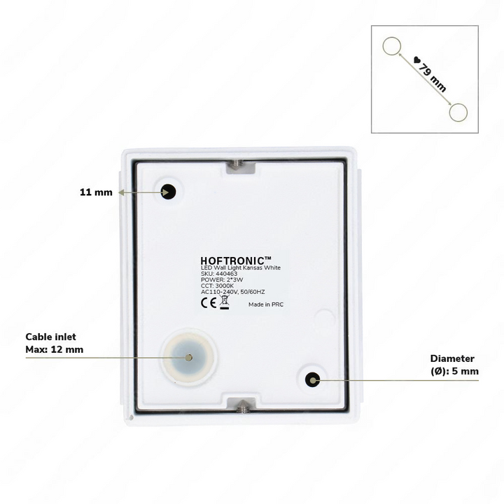 Hoftronic Kansas LED Wandlamp IP65 7W 560lm 3000K Wit Set van 2