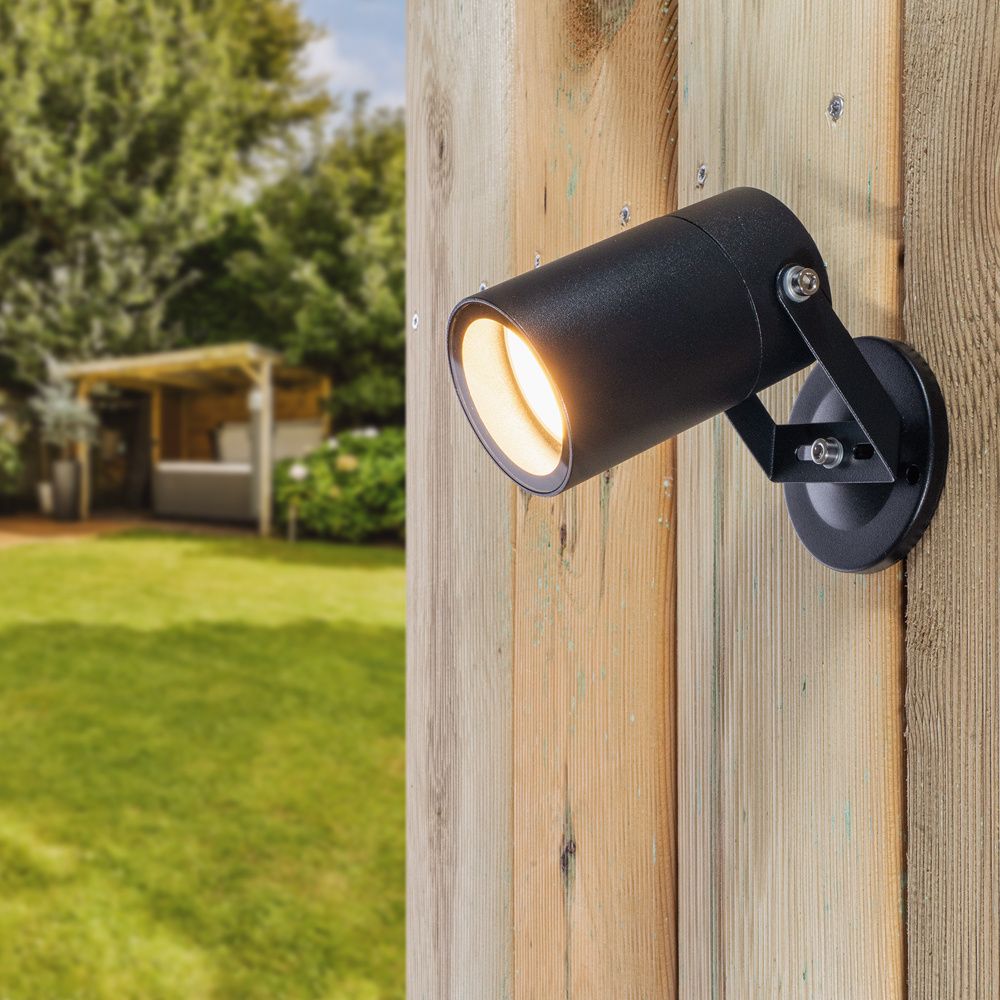 Hoftronic Spikey LED Wandspot Kantelbaar IP65 4.5W 400lm 2700K Zwart