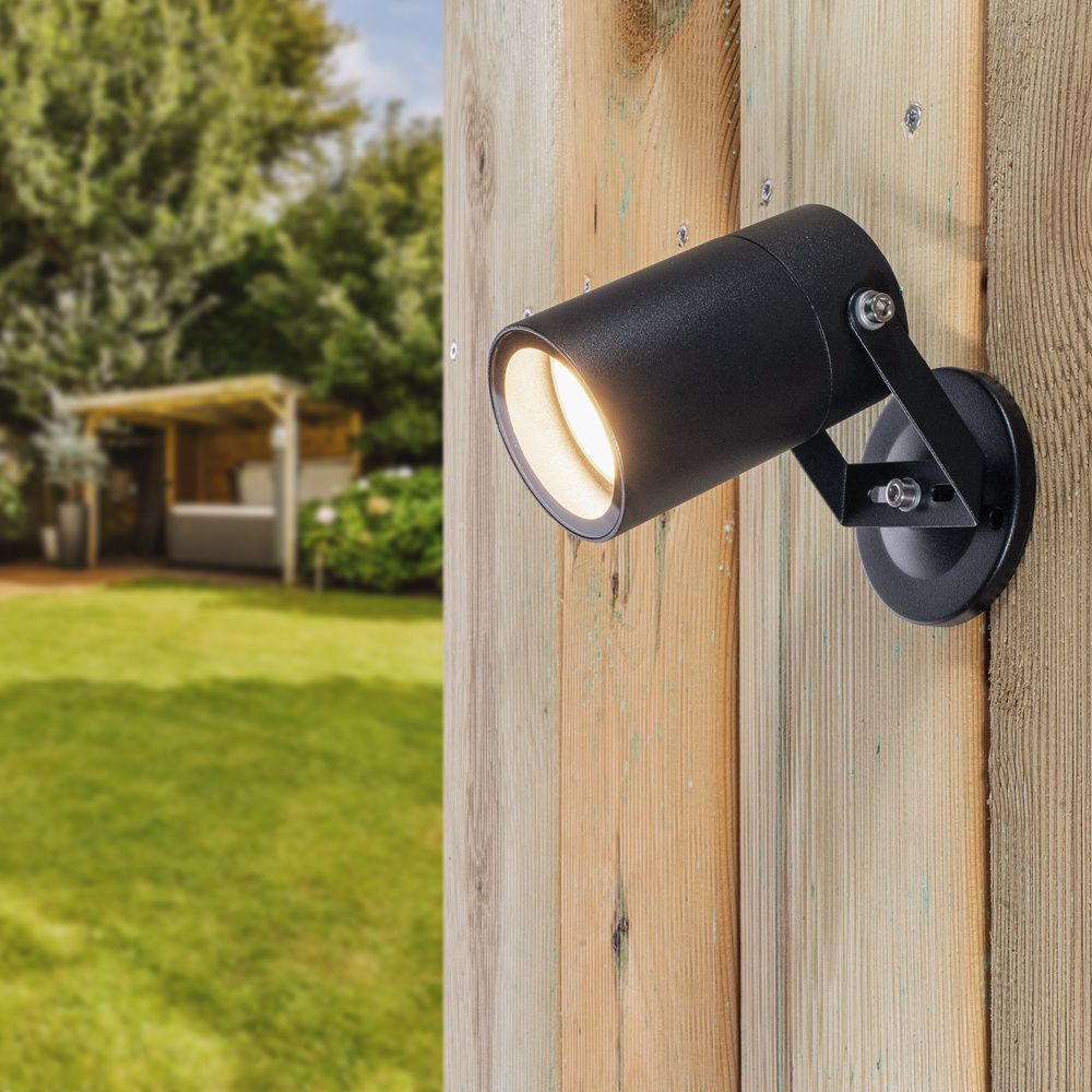 Hoftronic Spikey LED Wandspot Kantelbaar IP65 4.5W 400lm 4000K GU10 Zwart