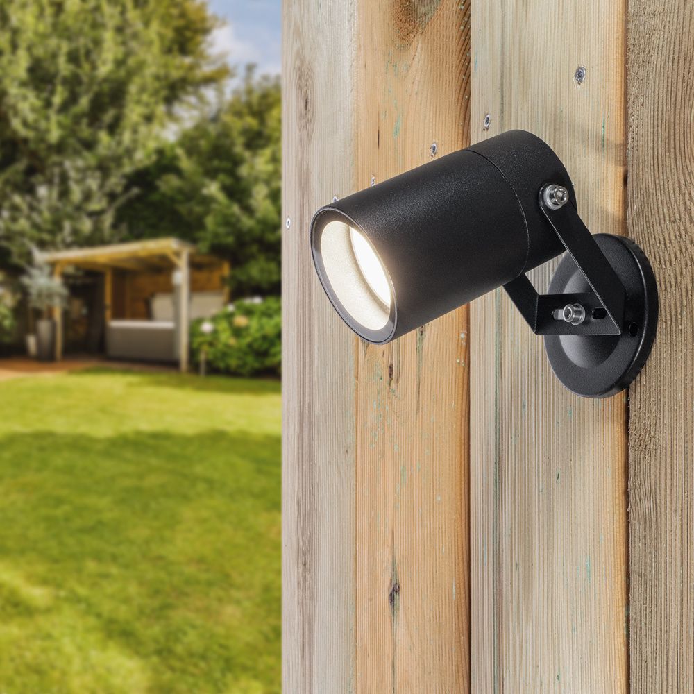 Hoftronic Spikey LED Wandspot Kantelbaar IP65 4.5W 400lm 6000K GU10 Zwart