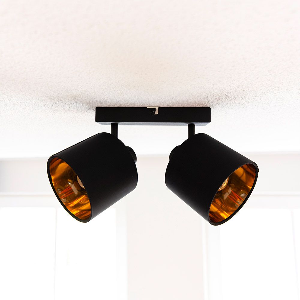 Hoftronic Jimmy LED Plafondspot Kantelbaar IP20 E14 Zwart/Goud