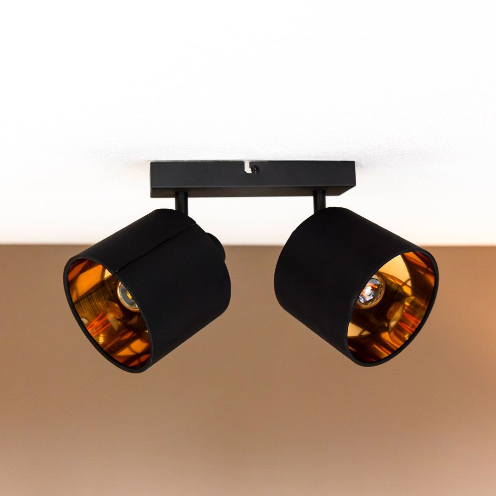 Hoftronic Jimmy LED Plafondspot Kantelbaar IP20 E14 Zwart/Goud